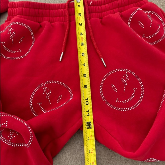 RETROVERT ALL OVER SMILEY FACE IN RHINESTONE RED JOGGERS MEN SIZE LARGE Y2K - Picture 10 of 12